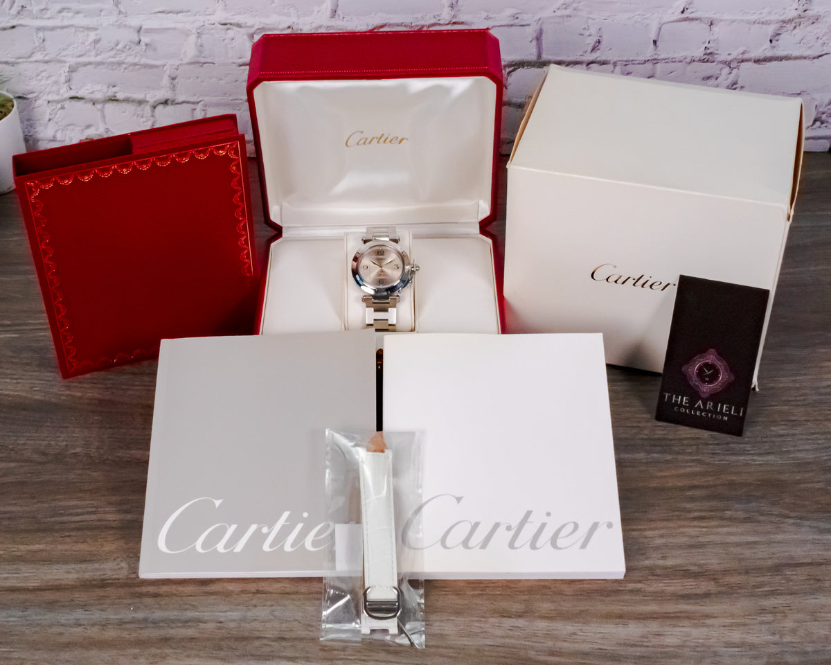 CARTIER PASHA BIG DATE PINK DIAL LADIES WATCH – W31058M7