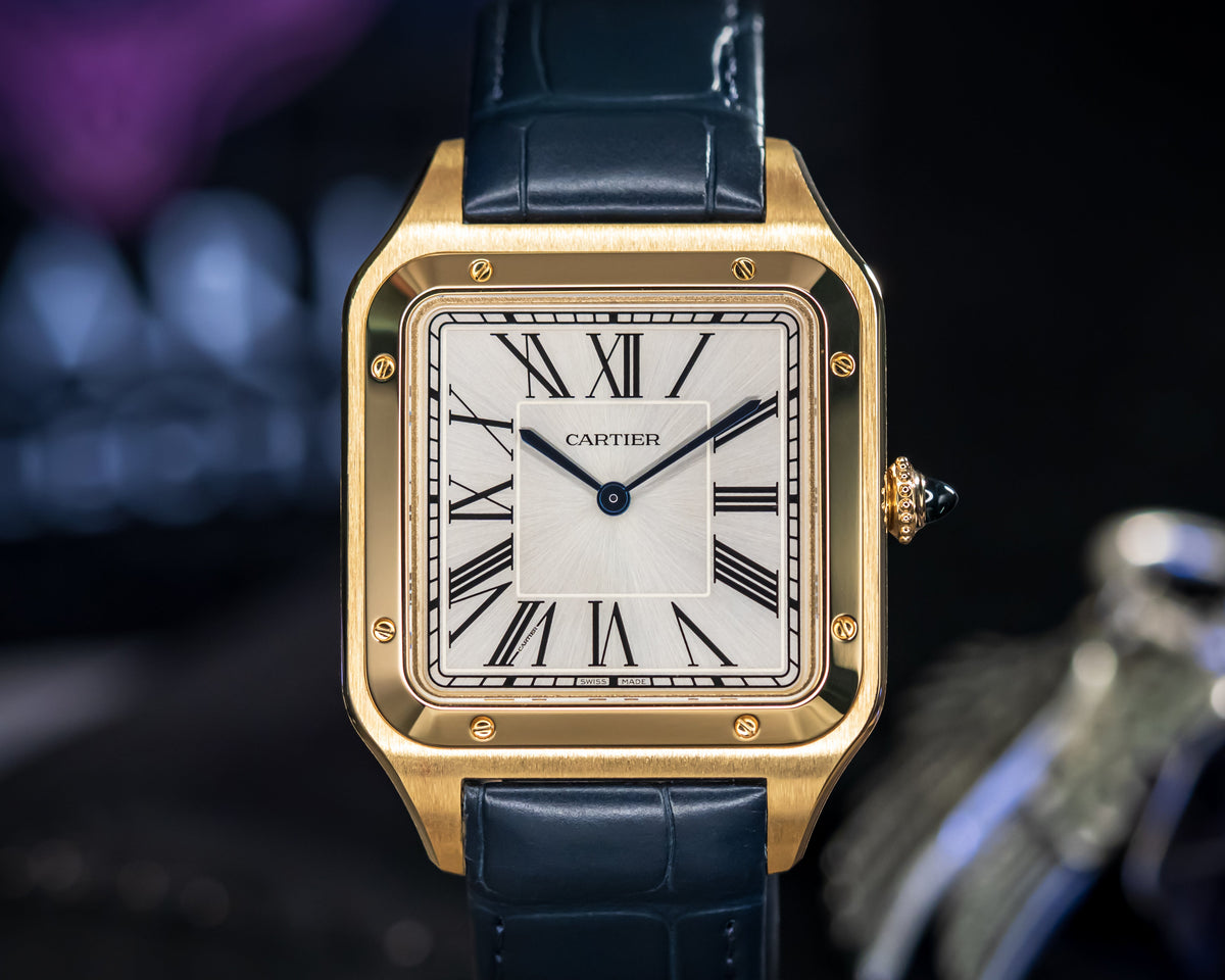 UNWORN CARTIER SANTOS-DUMONT EXTRA LARGE 18KT YELLOW GOLD WGSA0108