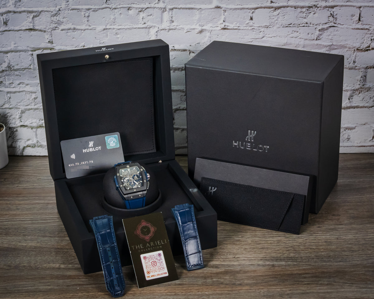 HUBLOT SPIRIT OF BIG BANG BLUE & BLACK CERAMIC CHRONOGRAPH 641.CI.7170.LR