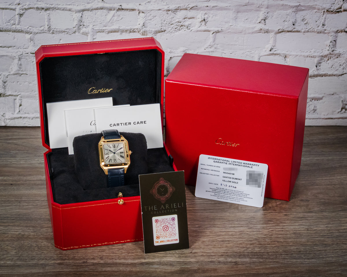 UNWORN CARTIER SANTOS-DUMONT EXTRA LARGE 18KT YELLOW GOLD WGSA0108