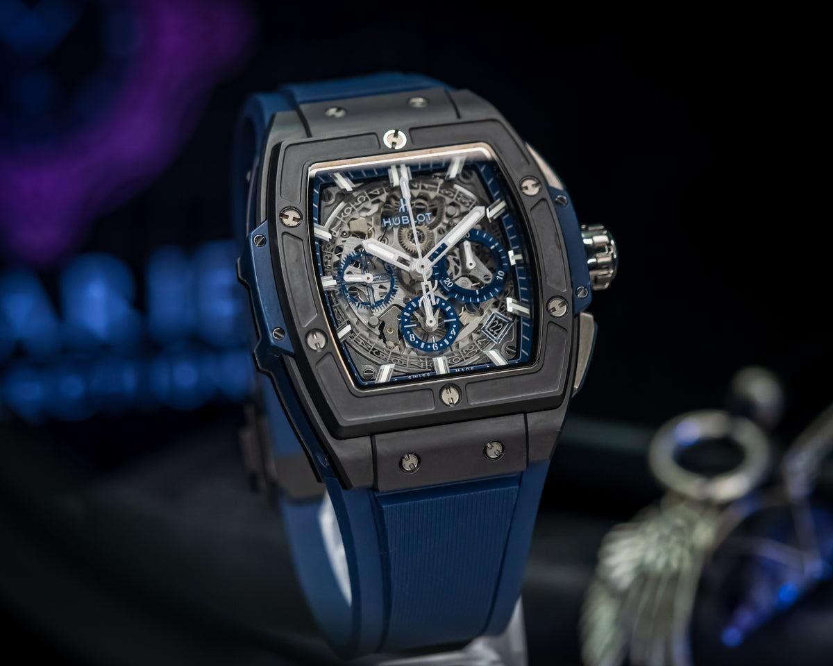HUBLOT SPIRIT OF BIG BANG BLUE & BLACK CERAMIC CHRONOGRAPH 641.CI.7170.LR
