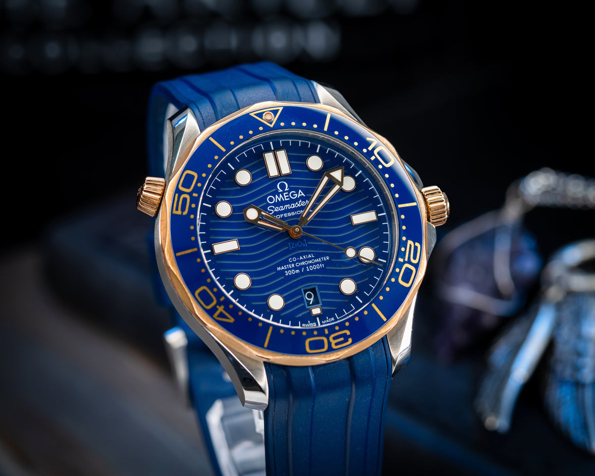 Omega Seamaster Diver 300M Steel Sedna Gold Blue 210.22.42.20.03.002